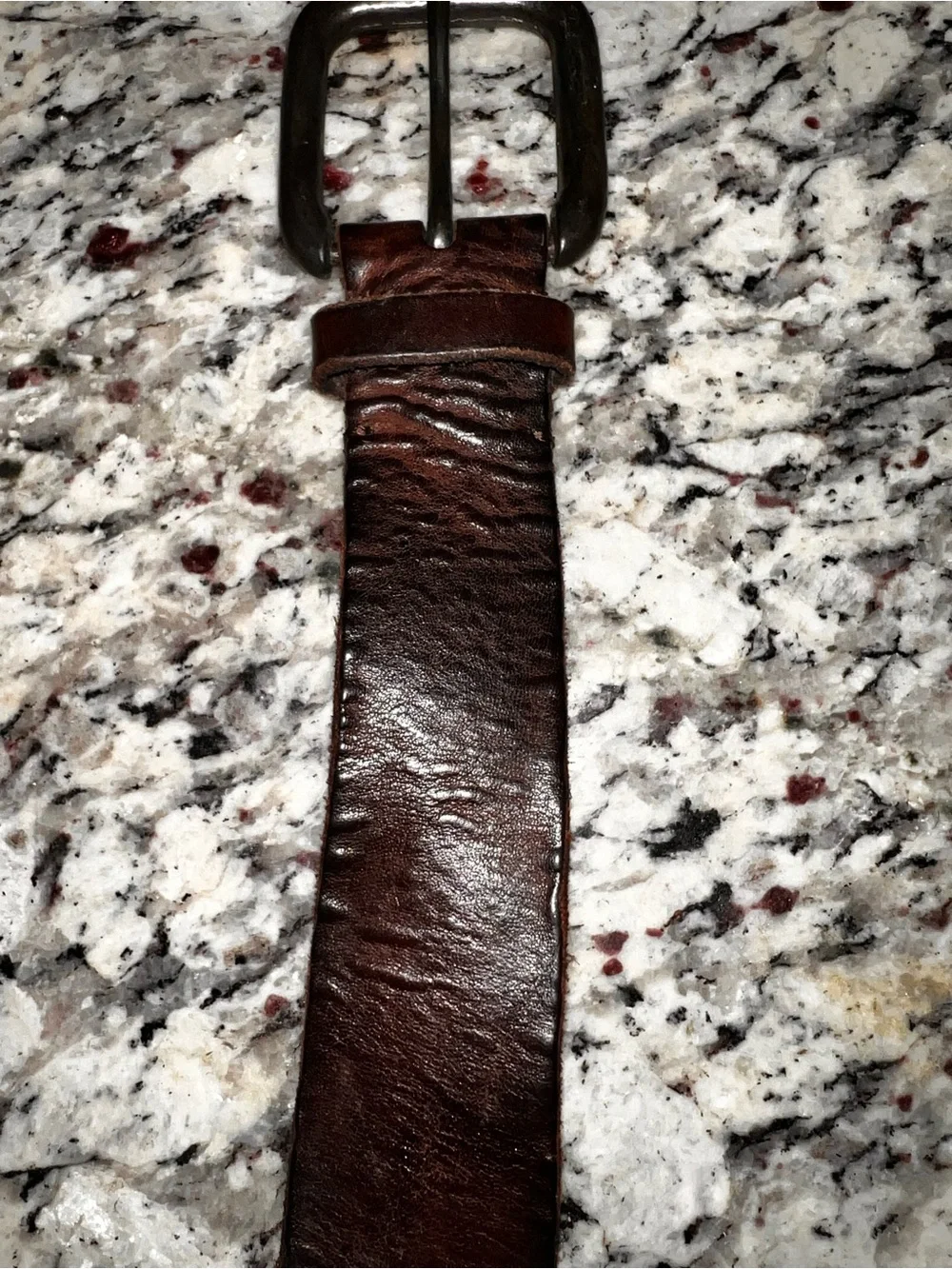 Timberland Dark Brown Leather Belt with Antique Brass Buckle Size 36